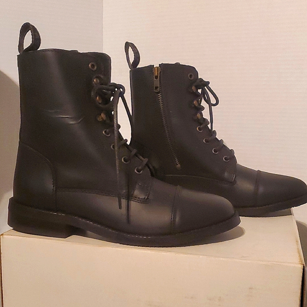ASA Womens Paddock Boots. Lace & Zip. Sz 8.5 Black. Premium Leather. New In Box